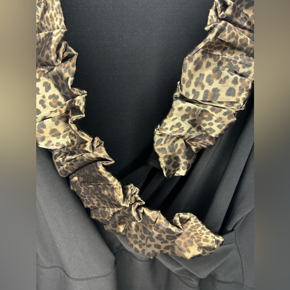 Women’s Vintage Joseph Ribkoff Black Cheetah Designer Long Sleeve Ruffle Size 10 - Picture 5 of 6